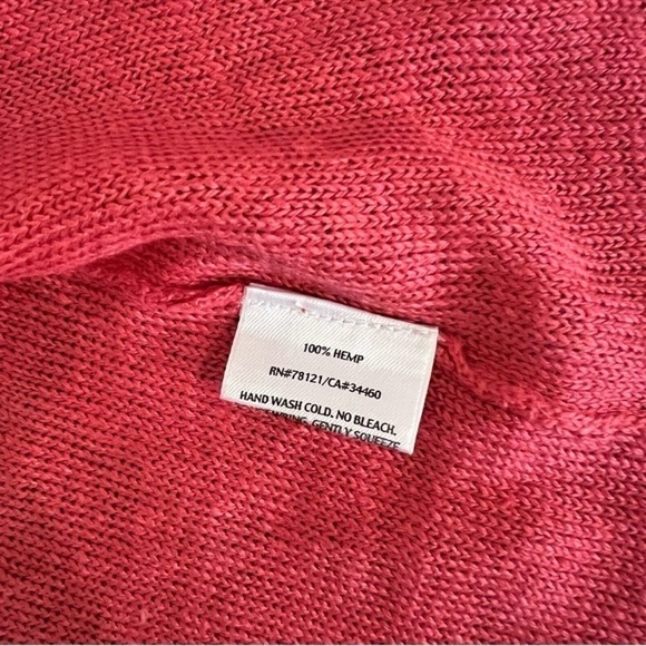 Eileen Fisher 100% Hemp coral pink coordinate knit Set,top and open cardigan - Picture 6 of 16